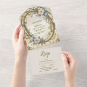 Invitation Tout En Un Mariage Fleur sauvage Art Nouveau (Déchirure)