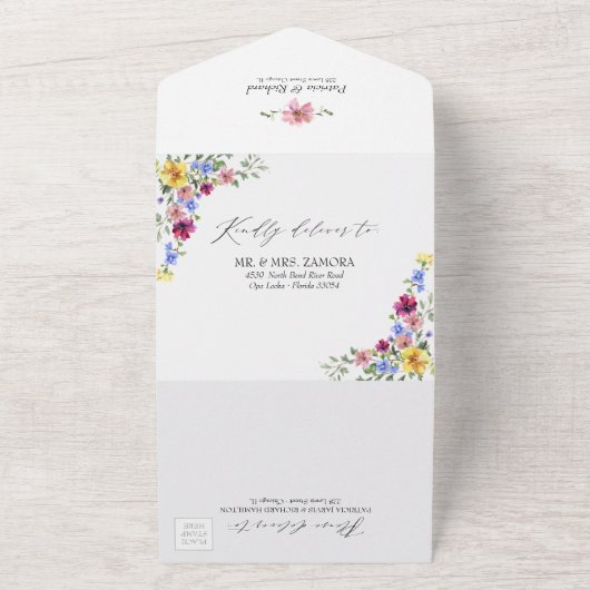 Invitation Tout En Un Mariage Fleur sauvage Boho (Dehors)