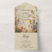 Invitation Tout En Un Mariage Fleur sauvage Boho Fall (À l'intérieur)