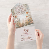Invitation Tout En Un Mariage fleur sauvage Boho Pays (Déchirure)