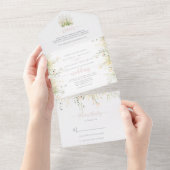 Invitation Tout En Un Mariage Fleur sauvage Boho vert (Déchirure)