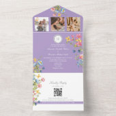 Invitation Tout En Un Mariage Fleur sauvage Boho violet (À l'intérieur)
