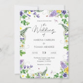 Invitation Tout en un | Mariage Fleur sauvage Boho Watercolor (Devant)