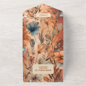 Invitation Tout En Un Mariage Fleur sauvage d'aquarelle en terre cuite (Dehors)