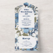 Invitation Tout En Un Mariage Fleur sauvage de périphérique bleu (À l'intérieur)