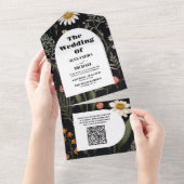 Invitation Tout En Un Mariage Fleur sauvage de QR Code Elegant Boho (Déchirure)