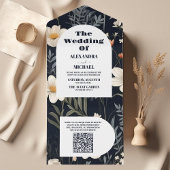 Invitation Tout En Un Mariage Fleur sauvage de QR Code Elegant Boho