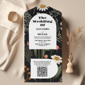 Invitation Tout En Un Mariage Fleur sauvage de QR Code Elegant Boho