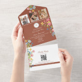 Invitation Tout En Un Mariage Fleur sauvage de Terracotta Boho (Déchirure)