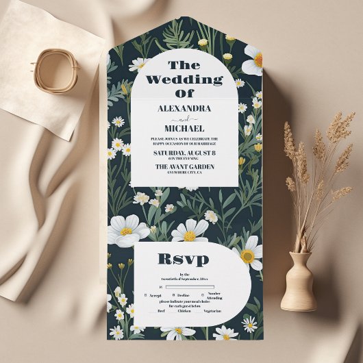 Invitation Tout En Un Mariage Fleur sauvage Elegant Boho