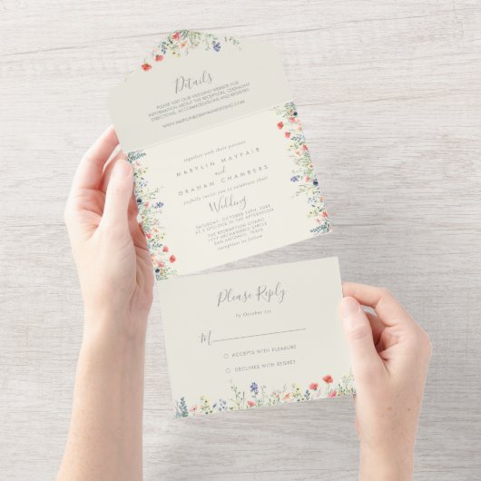 Invitation Tout En Un Mariage Fleur sauvage multicouleur (Déchirure)