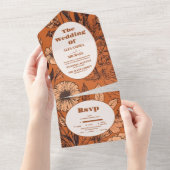 Invitation Tout En Un Mariage Fleur sauvage orange brûlé (Déchirure)