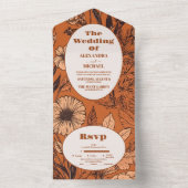 Invitation Tout En Un Mariage Fleur sauvage orange brûlé (À l'intérieur)