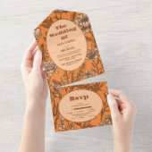Invitation Tout En Un Mariage Fleur sauvage orange brûlé (Déchirure)