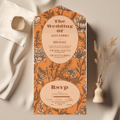 Invitation Tout En Un Mariage Fleur sauvage orange brûlé