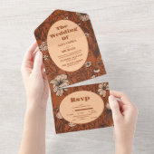 Invitation Tout En Un Mariage Fleur sauvage orange brûlé (Déchirure)