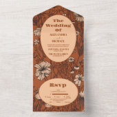 Invitation Tout En Un Mariage Fleur sauvage orange brûlé (À l'intérieur)