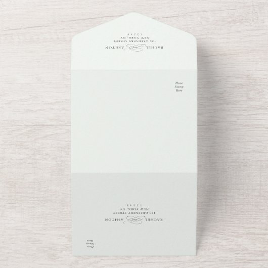 Invitation Tout En Un Mariage Fleur sauvage Pale Green Elegant (Dehors)
