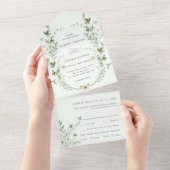 Invitation Tout En Un Mariage Fleur sauvage Pale Green Elegant (Déchirure)