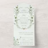 Invitation Tout En Un Mariage Fleur sauvage Pale Green Elegant (À l'intérieur)