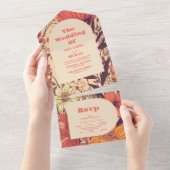 Invitation Tout En Un Mariage Fleur sauvage rose jaune orange (Déchirure)