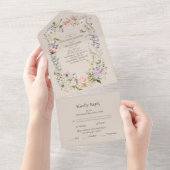Invitation Tout En Un Mariage fleur sauvage Rustic Pays (Déchirure)