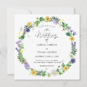 Invitation Tout en un | Mariage Fleur sauvage rustique (Devant)