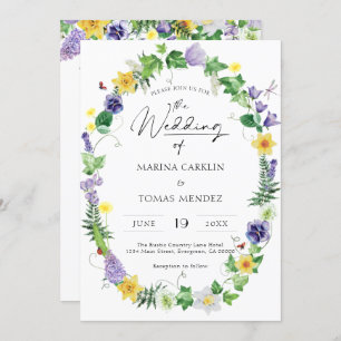 Invitation Tout en un   Mariage Fleur sauvage rustique