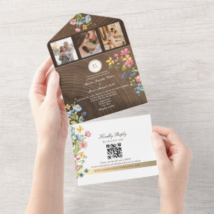 Invitation Tout En Un Mariage Fleur sauvage rustique