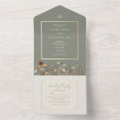 Invitation Tout En Un Mariage fleur sauvage Sage Green (À l'intérieur)