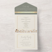 Invitation Tout En Un Mariage Fleur sauvage Sage Green Boho (À l'intérieur)