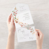 Invitation Tout En Un Mariage Fleur sauvage Sunny Apricot ID1023 (Déchirure)