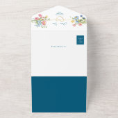 Invitation Tout En Un Mariage Fleur sauvage turquoise (Dehors)