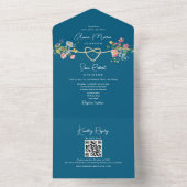 Invitation Tout En Un Mariage Fleur sauvage turquoise (À l'intérieur)