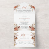 Invitation Tout En Un Mariage Fleurs de Terracotta Rustique et Herbe de  (À l'intérieur)