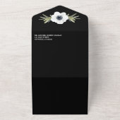Invitation Tout En Un Mariage Fleurs noires et blanches (Dehors)