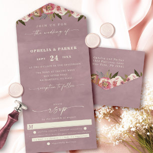 Invitation Tout En Un Mariage Floral Aquarelle Cottagecore Ophelia