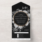 Invitation Tout En Un Mariage Floral Aquarelle Noir et Blanc (À l'intérieur)