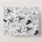 Invitation Tout En Un Mariage Floral Aquarelle Noir et Blanc (Verso)