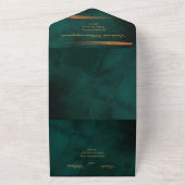 Invitation Tout En Un Mariage floral Aquarelle profonde Mer Vert foncé (Dehors)