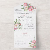 Invitation Tout En Un Mariage Floral Aquarelle Rose Moderne (À l'intérieur)