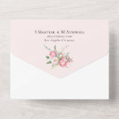 Invitation Tout En Un Mariage Floral Aquarelle Rose Moderne (Verso)