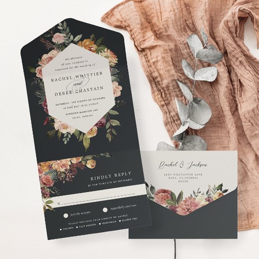 Invitation Tout En Un Mariage Floral Aquarelle Rustique