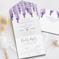 Mariage floral aquarelle wisteria lilas violet