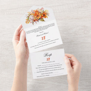 Invitation Tout En Un Mariage Floral Automnal Rustique