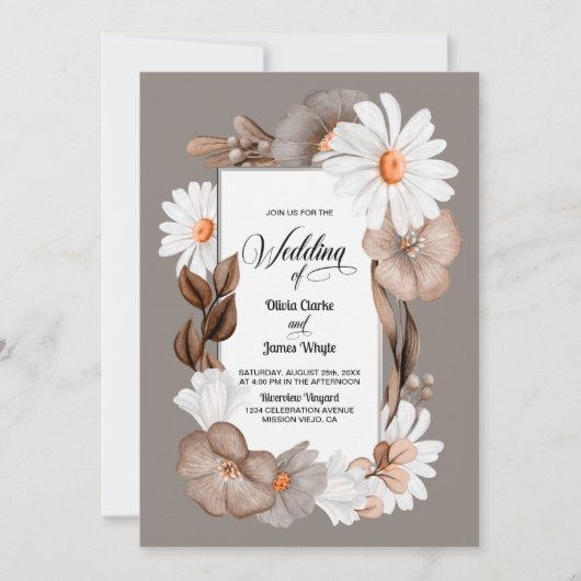 Invitation Tout en un Mariage Floral Automne (Devant)