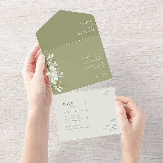 Invitation Tout En Un Mariage Floral Blanc (Déchirure)