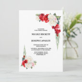 Invitation Tout en un Mariage Floral Blanc Rouge (Debout devant)