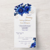 Invitation Tout En Un Mariage floral bleu (À l'intérieur)