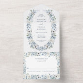 Invitation Tout En Un Mariage Floral Bleu (À l'intérieur)
